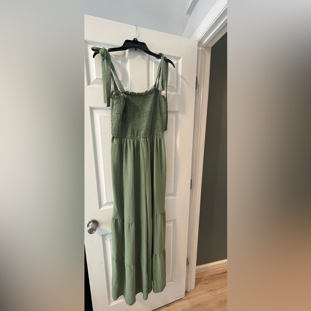 Romper with tie shoulders